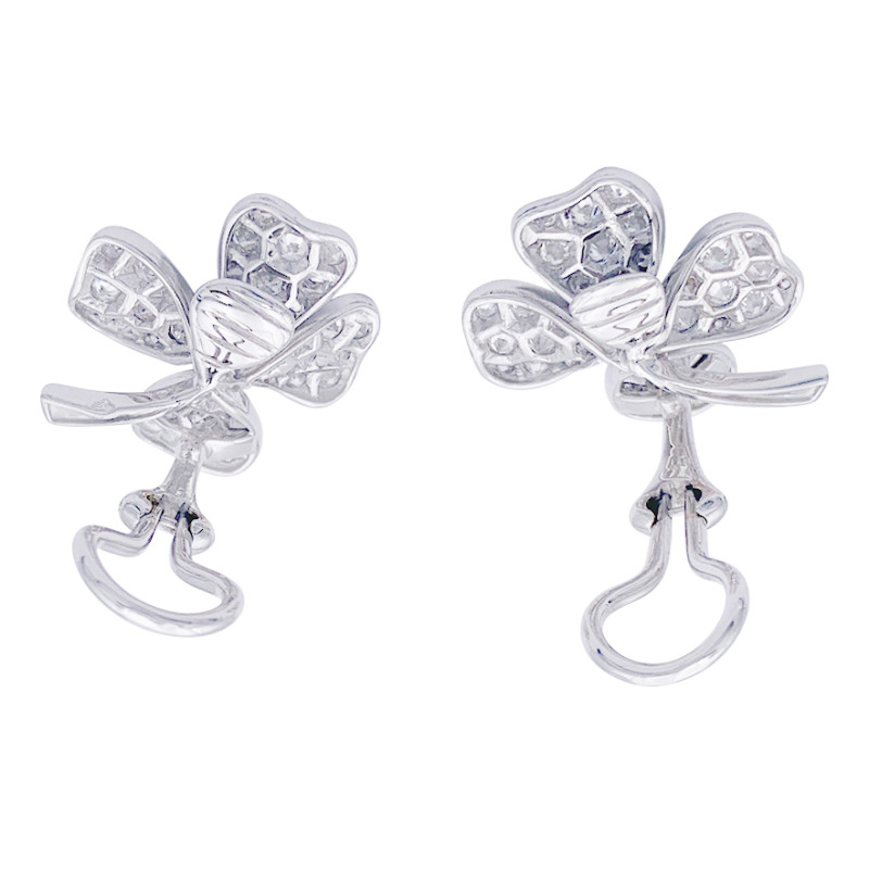 Fred white gold and diamonds "Clovers" earrings.