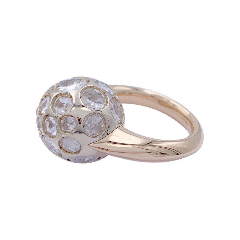 Pomellato gold and rock cristal ring, "Harem" collection.