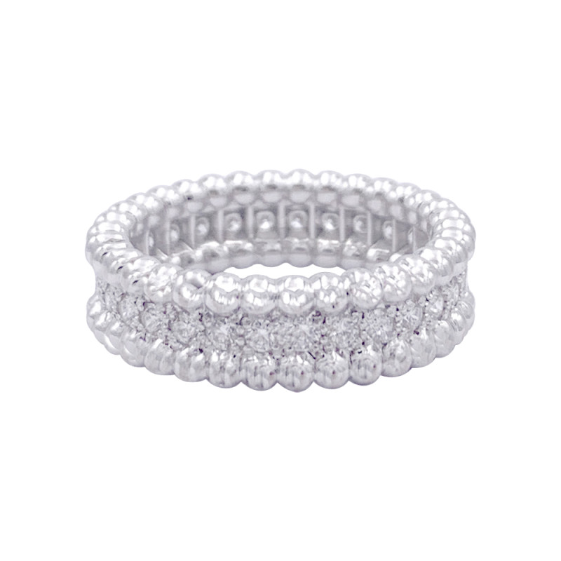 White gold Van Cleef and Arpels ring, "Perlée" collection, diamonds.