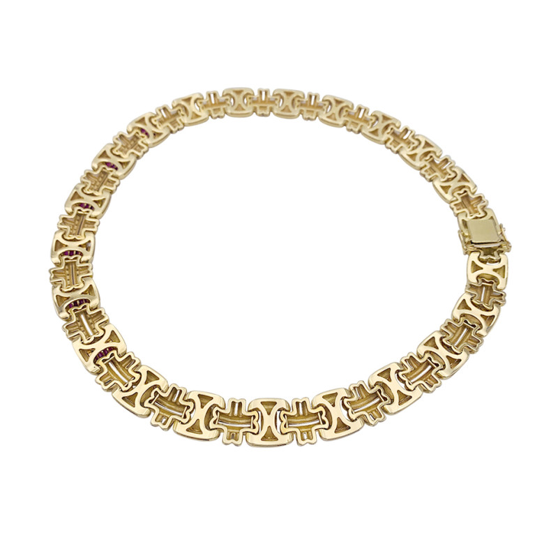 A necklace signed by Maison Wempé, yellow gold, rubies and diamonds.
