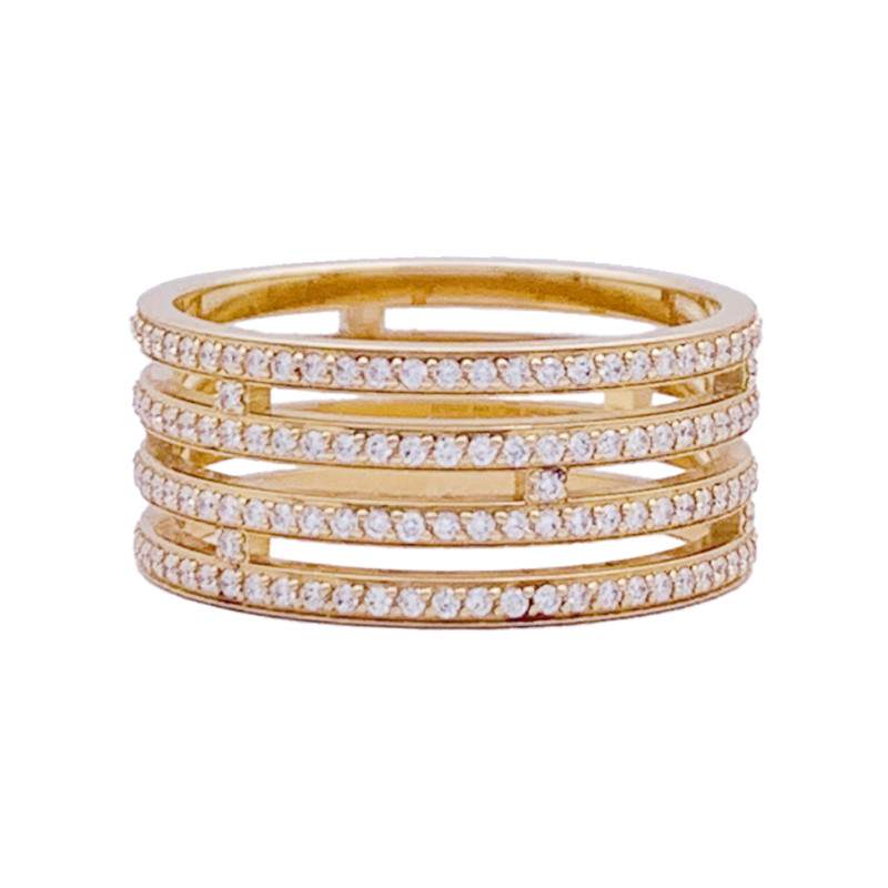 Bague Hermès, "Ariane", or rose, diamants.