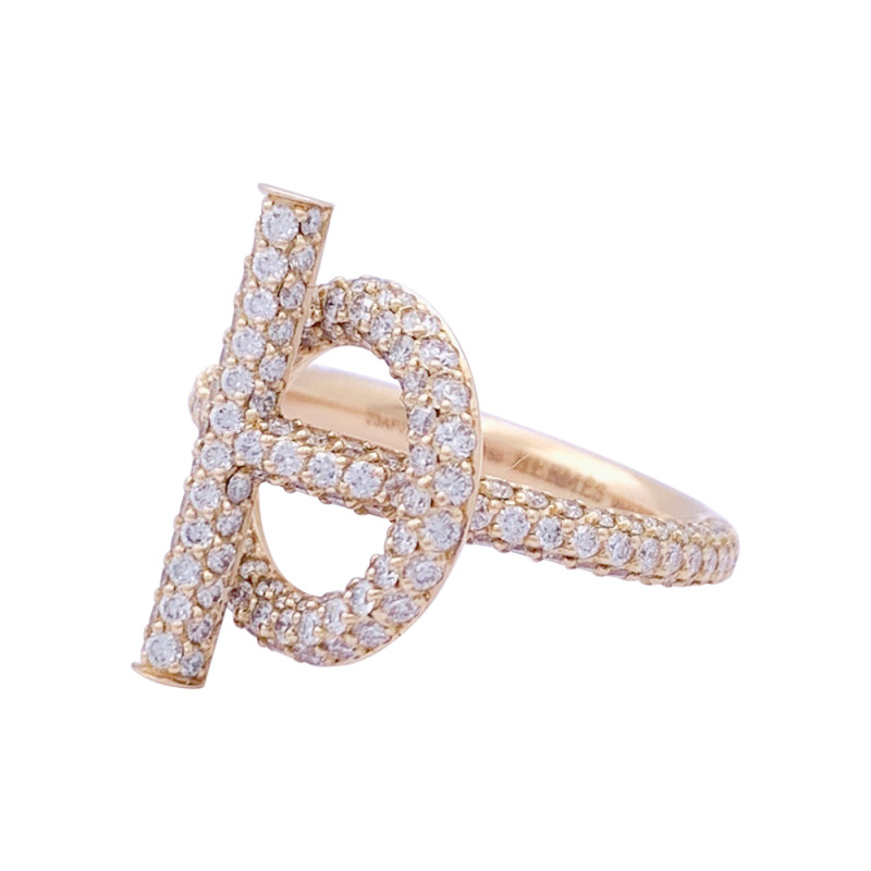 Hermès pink gold, diamonds "Echappée Hermès" ring.
