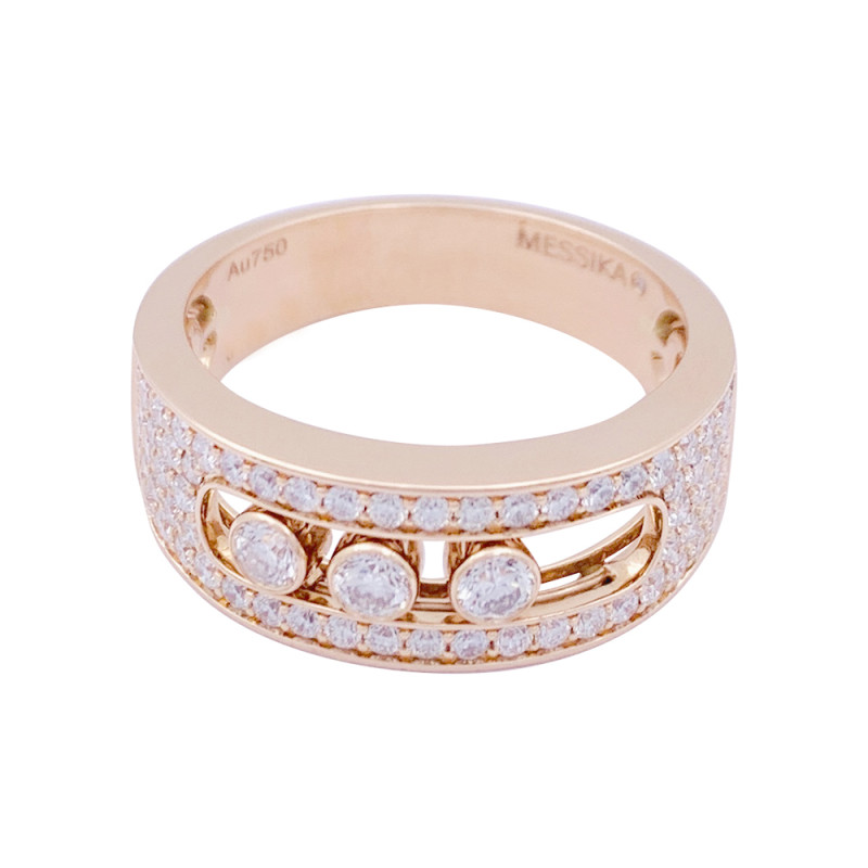 Messika gold and diamonds ring, "Move Joaillerie Pavée" collection.