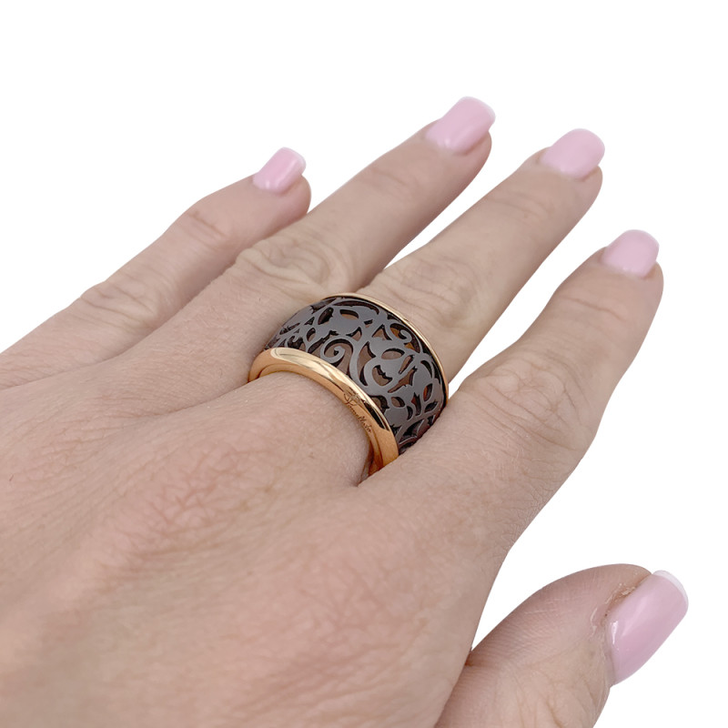 Pomellato rose gold ring, "Arabesque" collection.