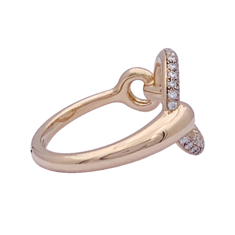 Bague Hermès "Filet d'or", or rose, diamants.