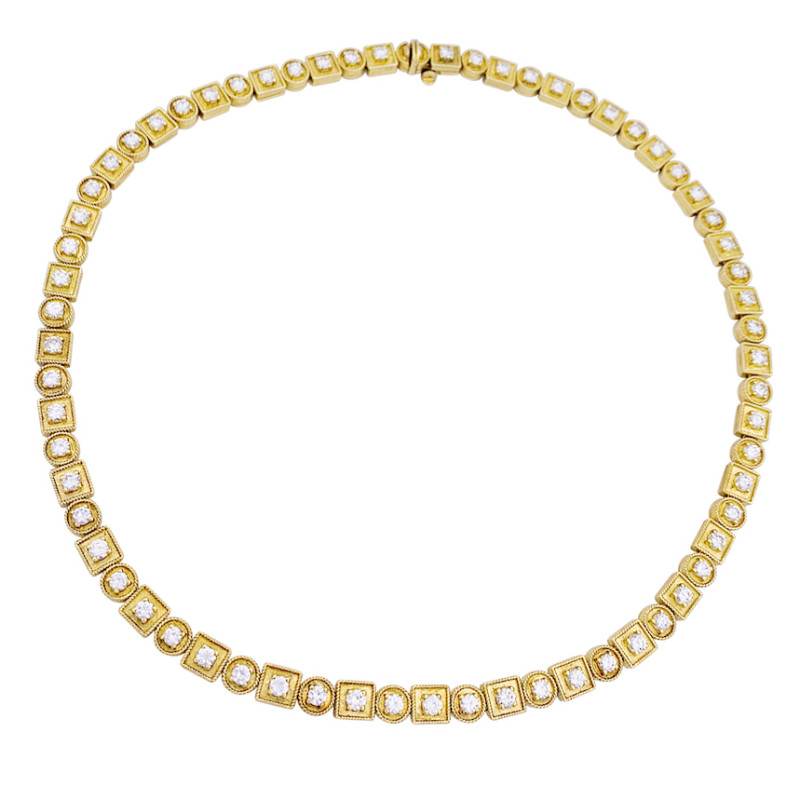 A yellow gold and diamonds Lalaounis necklace, "Byzantine" collection.