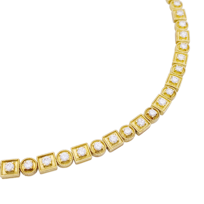 A yellow gold and diamonds Lalaounis necklace, "Byzantine" collection.