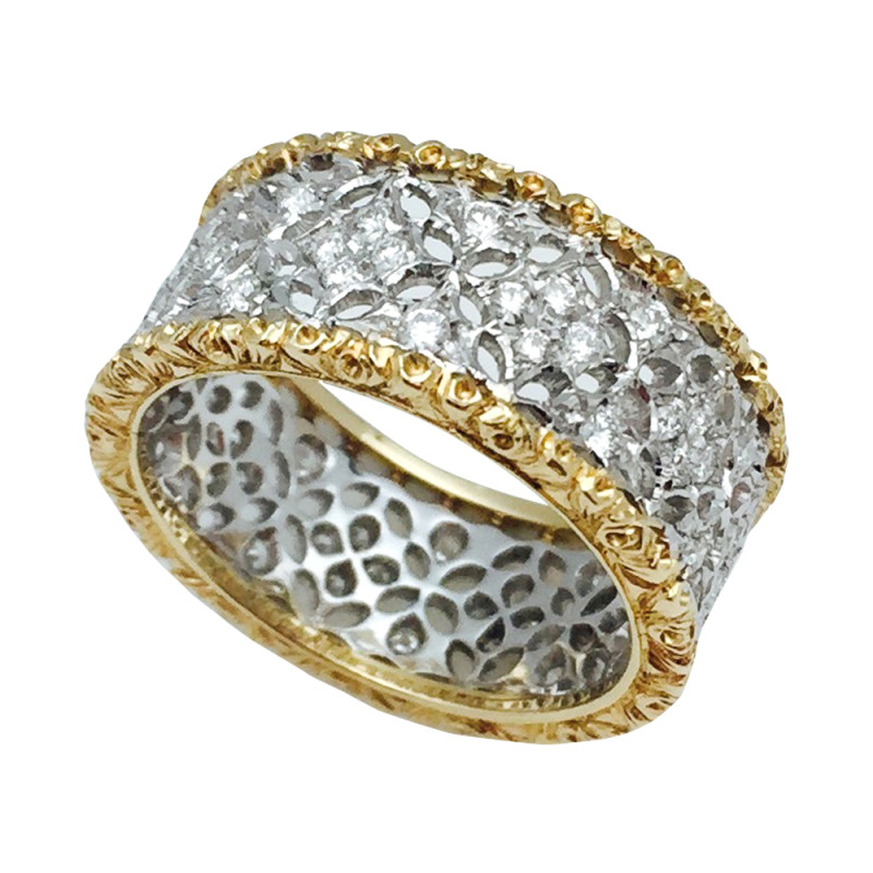 Yellow and white Buccellati ring, Vietri collection, diamonds.
