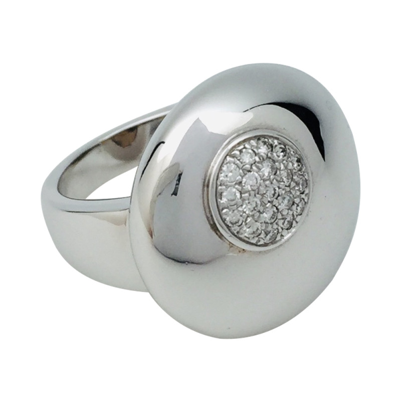 White gold round ring "Moon" design, diamonds.
