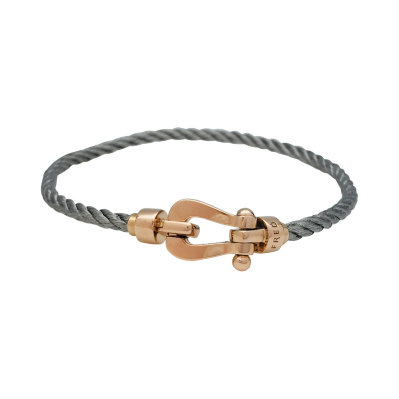 Fred Bracelet, Mini Force 10, rose gold and steel. White gold