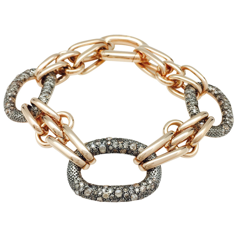 Pink gold and sterling silver Pomellato bracelet, "Tango" collection, brown diamonds.
