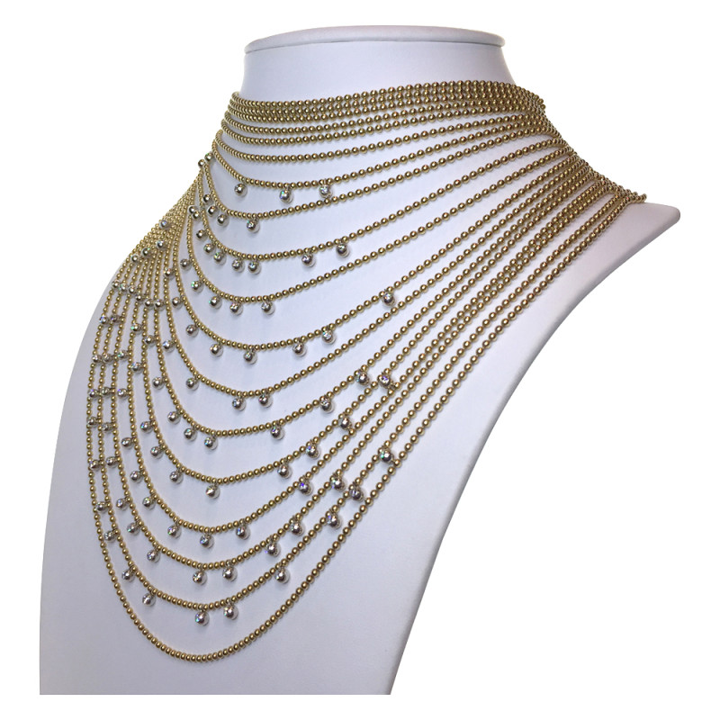 Yellow and white gold Cartier necklace, "Draperie" collection, diamonds.