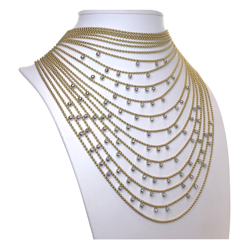 Yellow and white gold Cartier necklace, "Draperie" collection, diamonds.