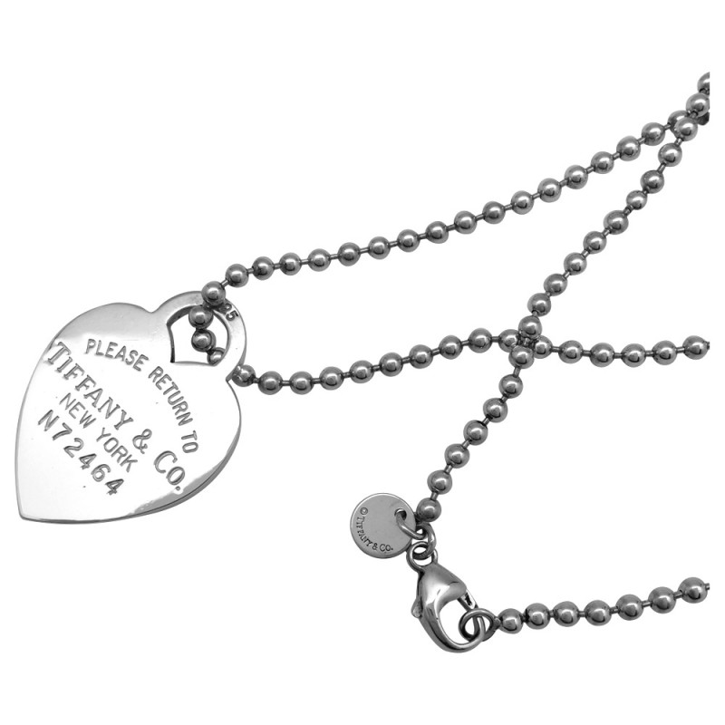 Collier Tiffany and Co, "Please return to", en argent.