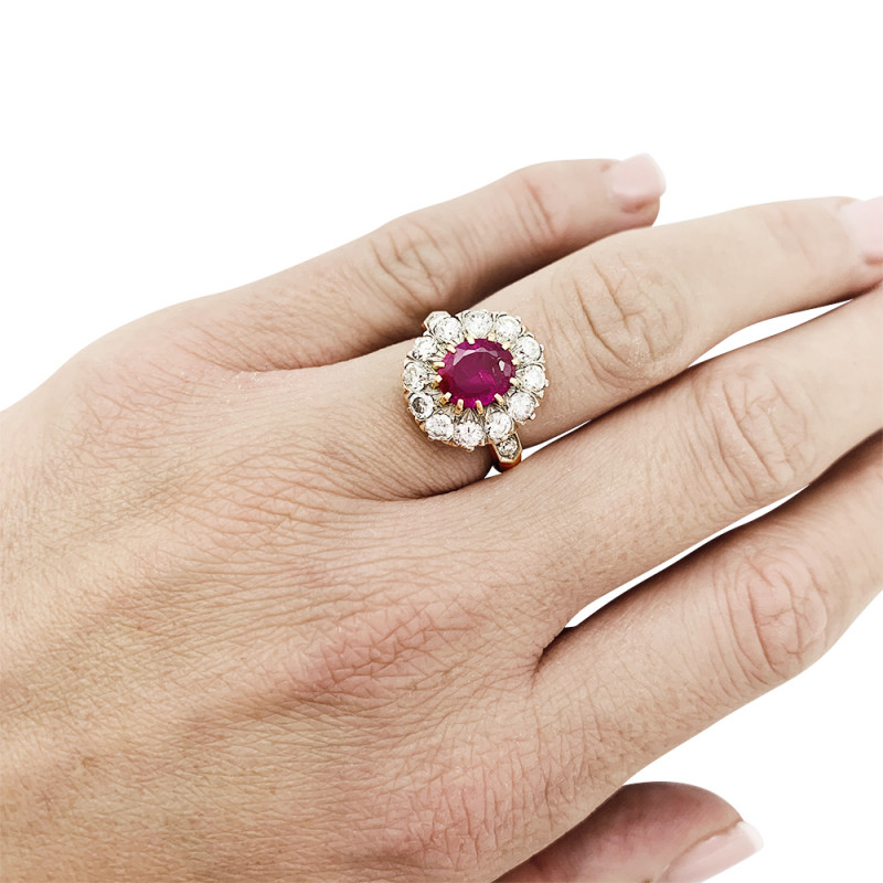 "Pompadour" ruby and diamonds ring.