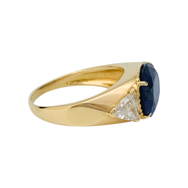 Yellow gold A.Reza ring, 6,71 carats sapphire, diamonds.