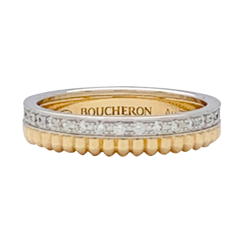 Bague Boucheron, “Quatre Radiant Edition Grosgrain”, deux ors et diamants.