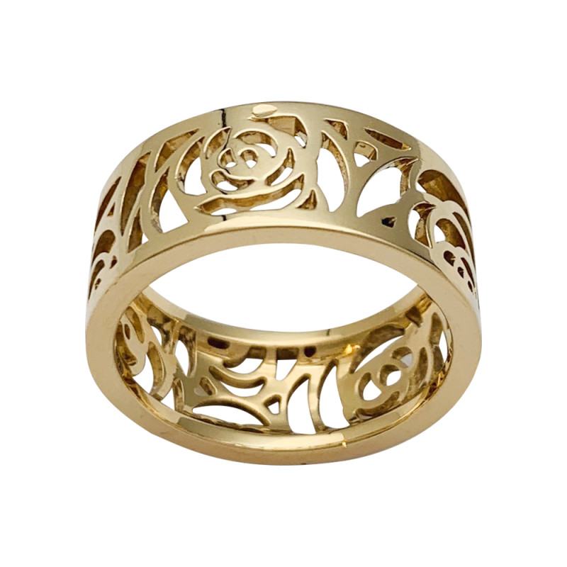 Yellow gold Chanel ring, "Camelia" collection.