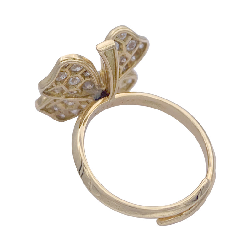 Fred yellow gold ring,"Trèfle", diamonds.