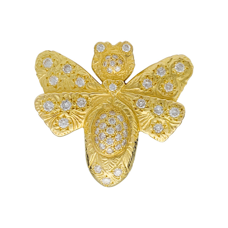 Yellow gold Garnazelle butterfly ring, diamonds.