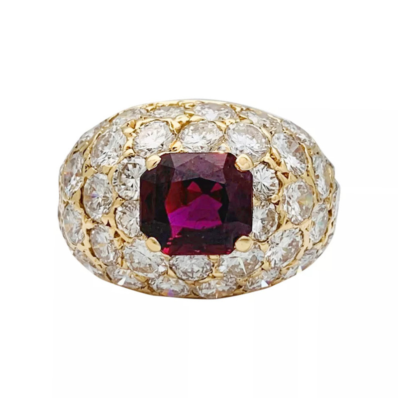 M.Gérard Yellow gold and diamonds ring, ruby.