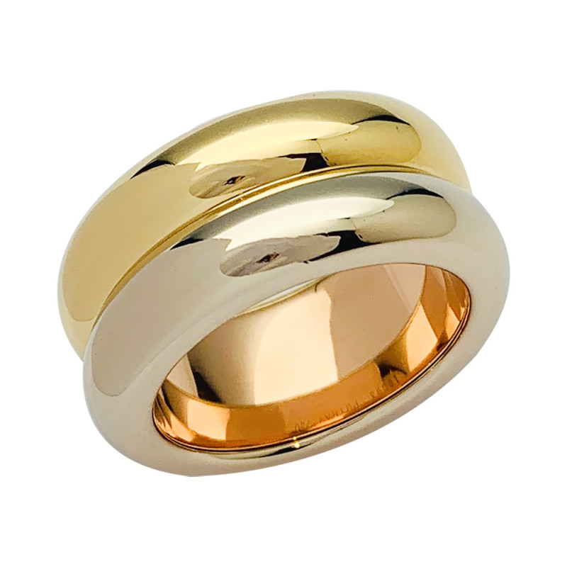 Three golds Poiray ring, "Symbole" collection.