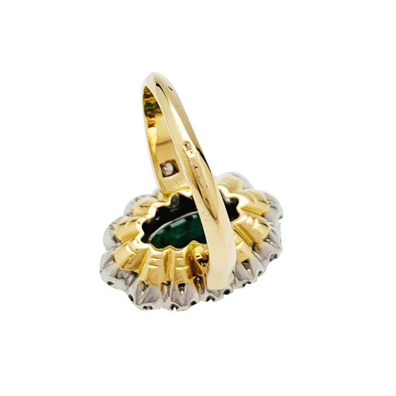 "Pompadour" emerald and diamonds ring.