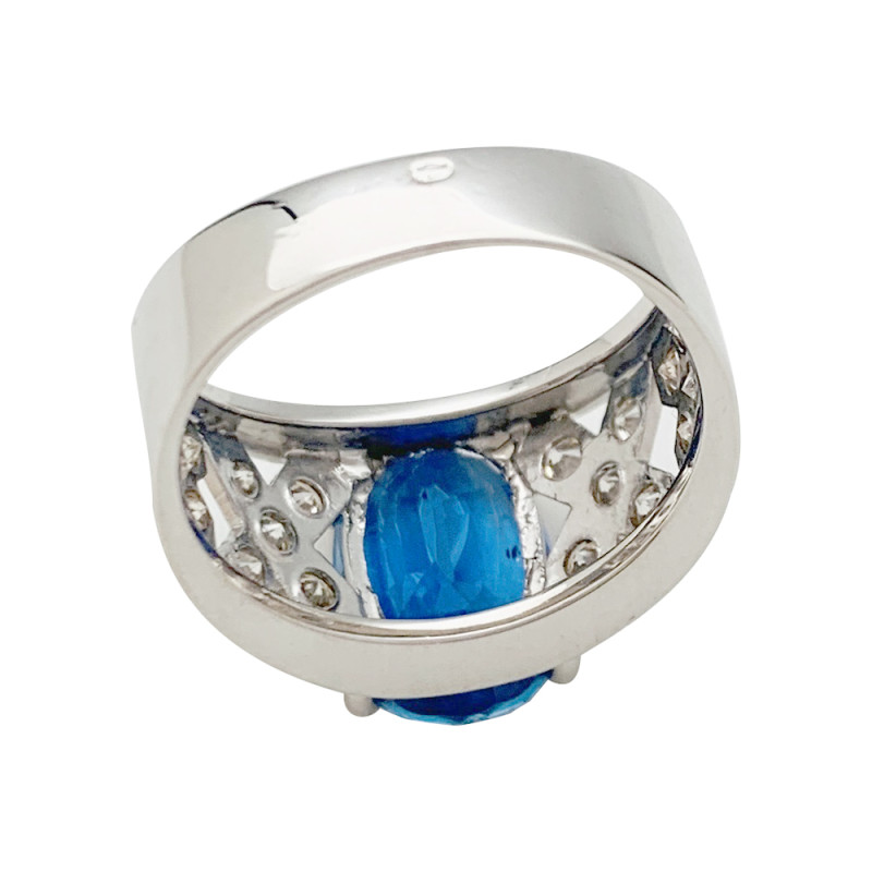 White gold sapphire ring.
