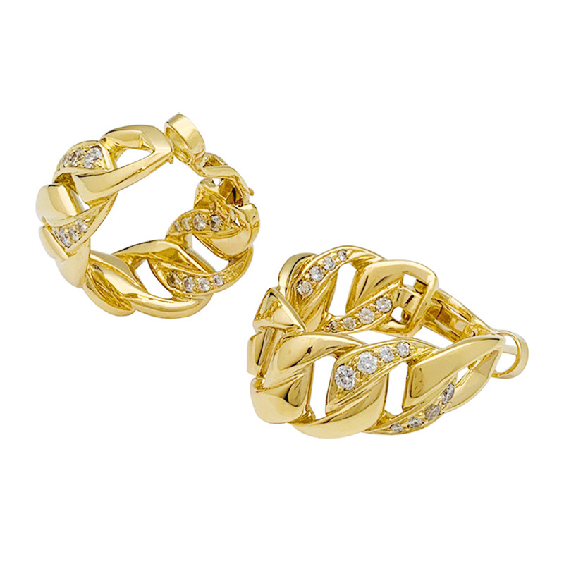 Yellow gold Cartier earrings, "Bergame" collection, diamonds.