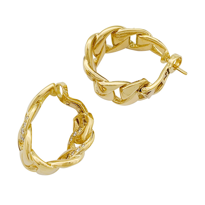 Yellow gold Cartier earrings, "Bergame" collection, diamonds.