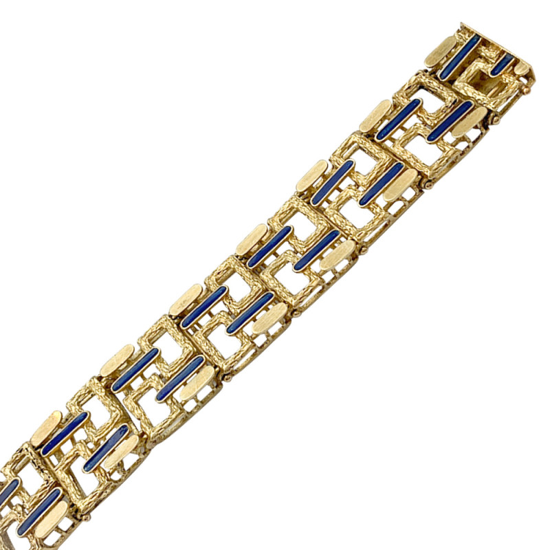 Bracelet vintage, or jaune, émail.