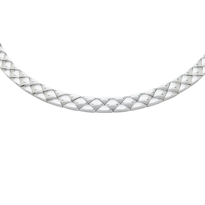 Chanel white gold necklace, "Matelassé" collection.