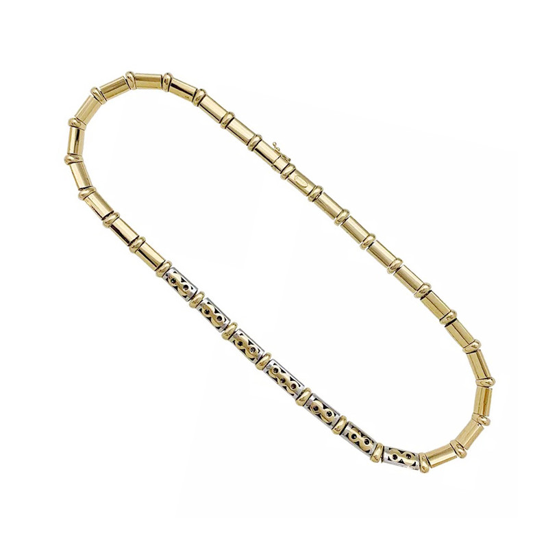 Collier Chimento, or jaune, or blanc, diamants.