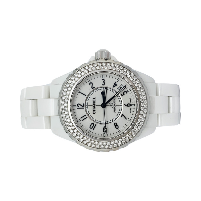 H1630 Chanel J 12  White Small Size with Diamonds  Essential Watches