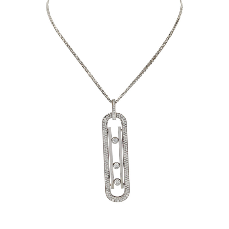 Messika white gold and diamonds long necklace, “Move 10th anniversary” collection.