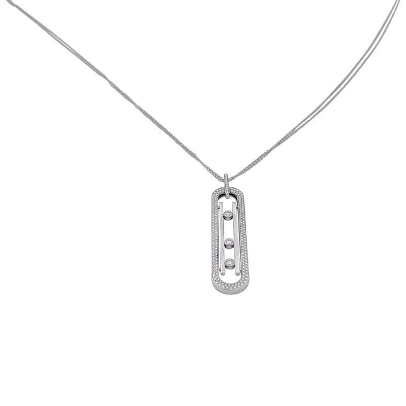 Messika white gold and diamonds long necklace, “Move 10th anniversary” collection.