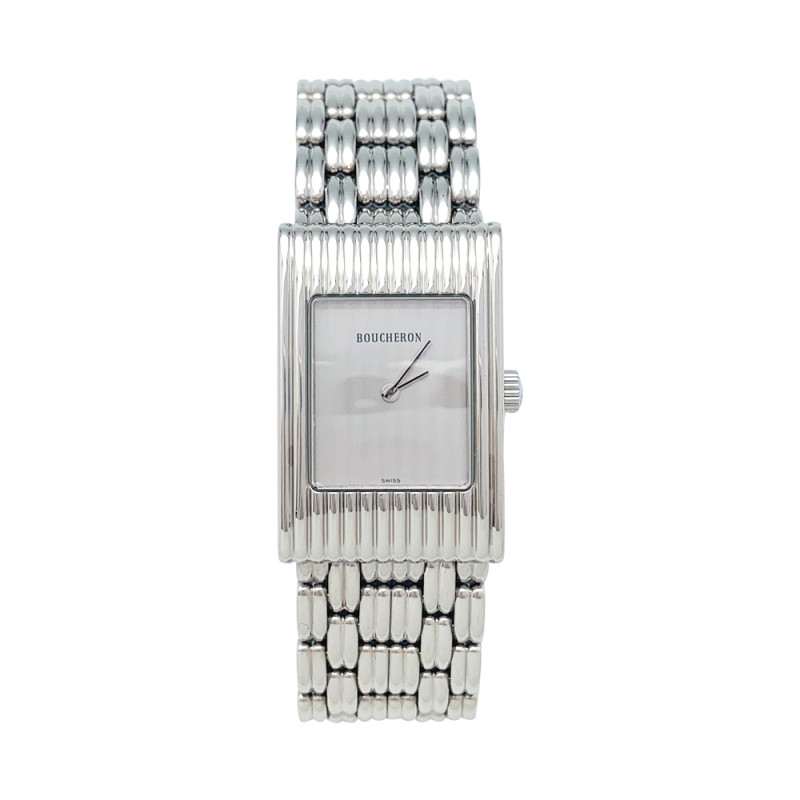 Stainless steel Boucheron watch "Reflet" collection, medium size.