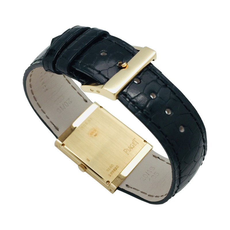 Yellow gold Van Cleef & Arpels and Piaget watch, leather band.